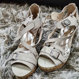 Beige wedge heels